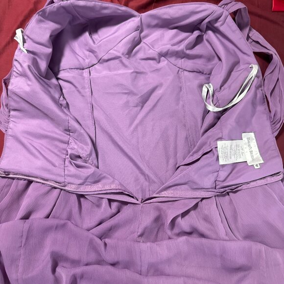 David's Bridal style F15633 long crinkle chiffon dress twist front lavender 20 - Picture 10 of 13